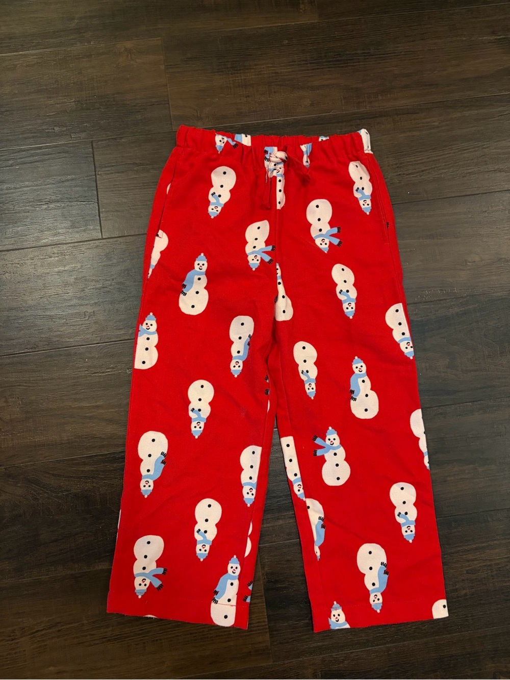 Hanna Andersson Girls Size 5 Red Snowman Flannel Pajama Pants Christmas